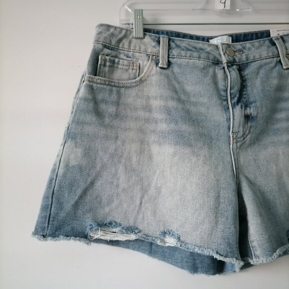 Time Tru Women's Blue TT HR Fray Hem Light Wash Cut Off High Rise Shorts Size 14 - Picture 3 of 8
